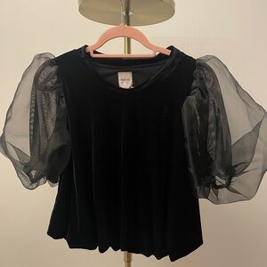 Maeve velvet puff-sleeve top